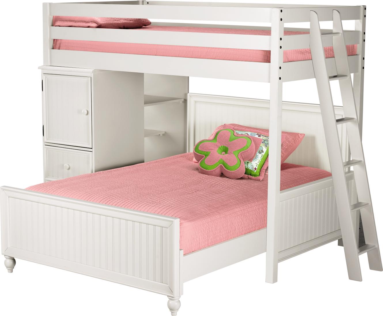 Sea Island White Twin Over Full Loft Bed