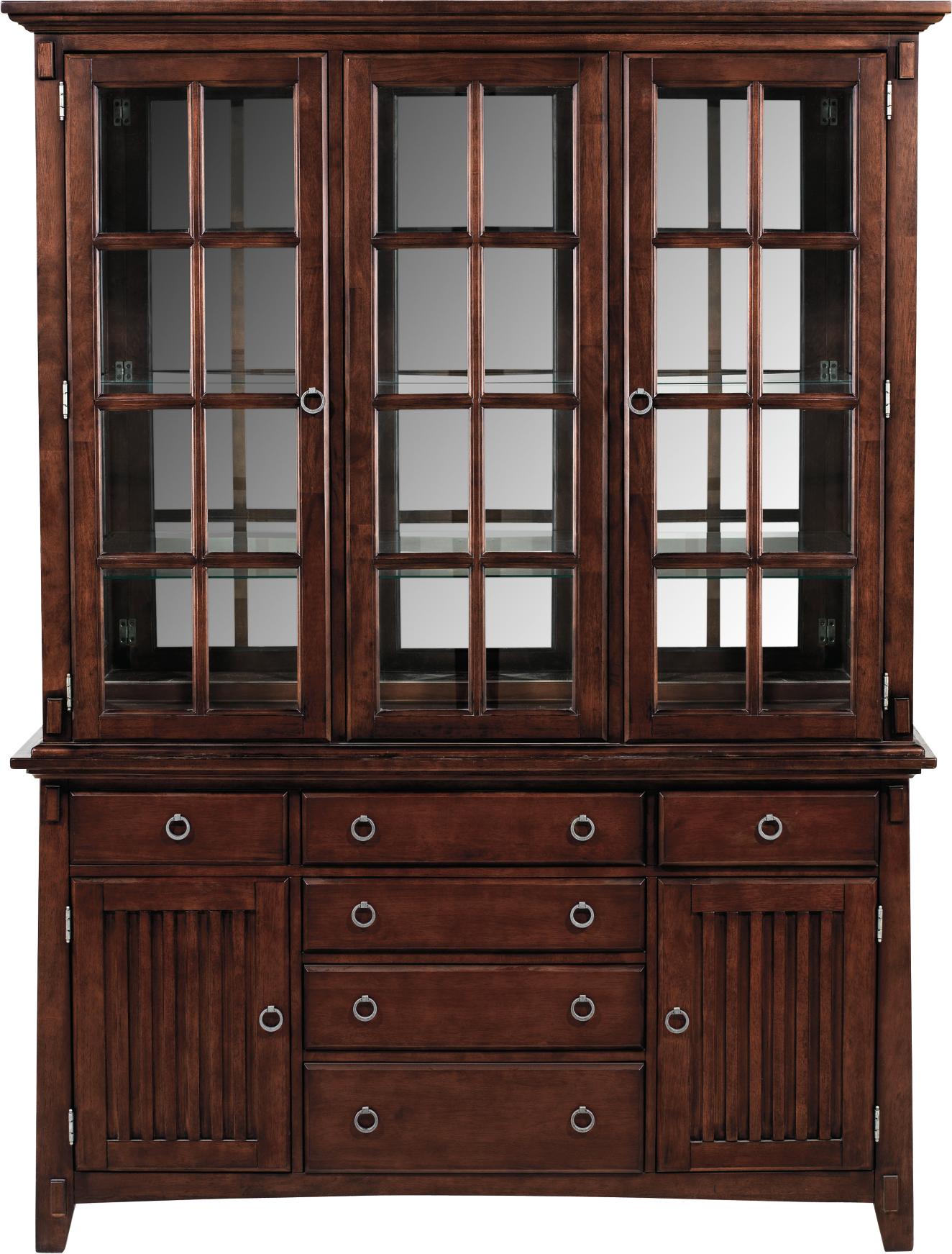 Arts & Crafts Chocolate China Buffet & Hutch