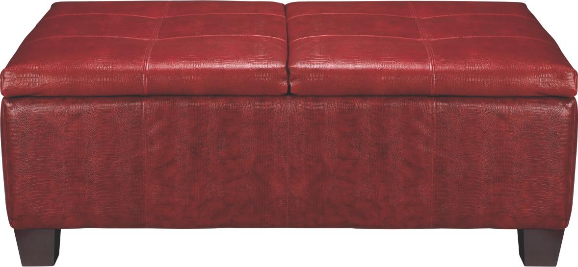 Red Leather Storage Ottoman