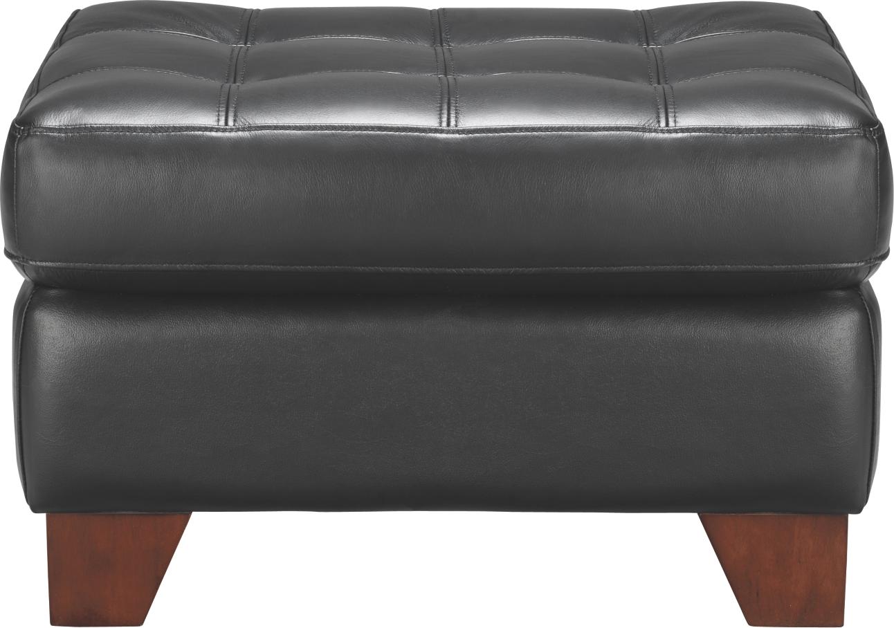 Jaclyn Black Leather Ottoman