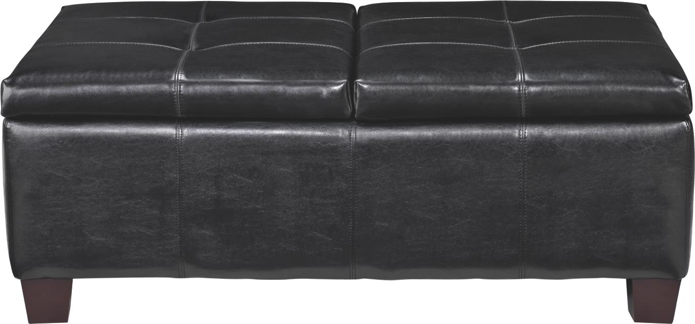 Black Leather Storage Ottoman