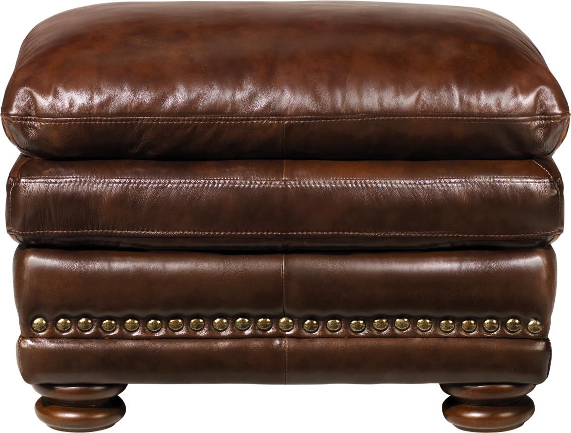 Mckinsley Burgundy Leather Ottoman