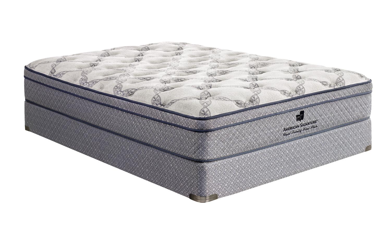 Royal Serenity Firm Plush Blue Queen Low Profile Split Foundation Mattress Set