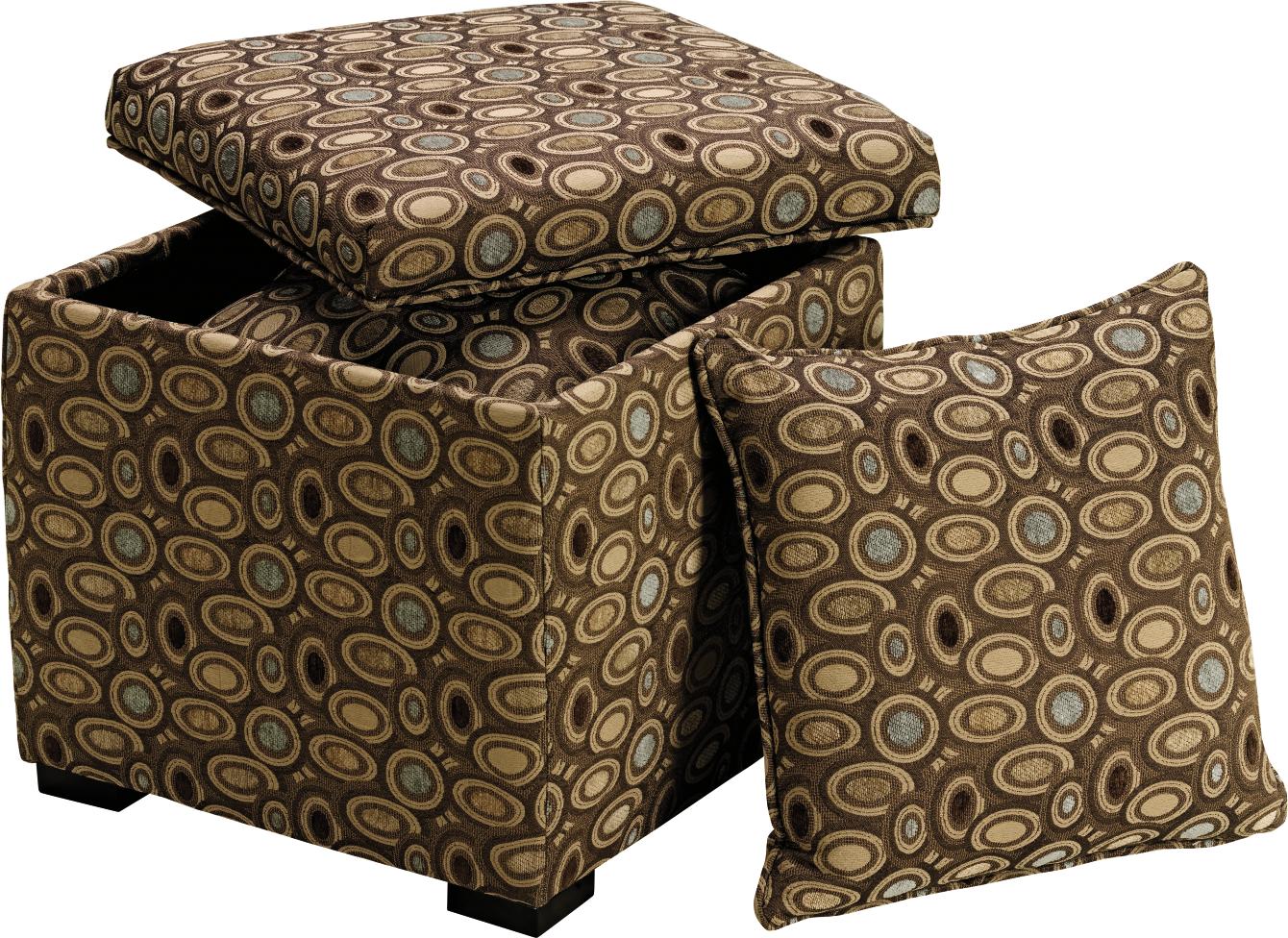 Circles Storage Ottoman With 2 Pillows