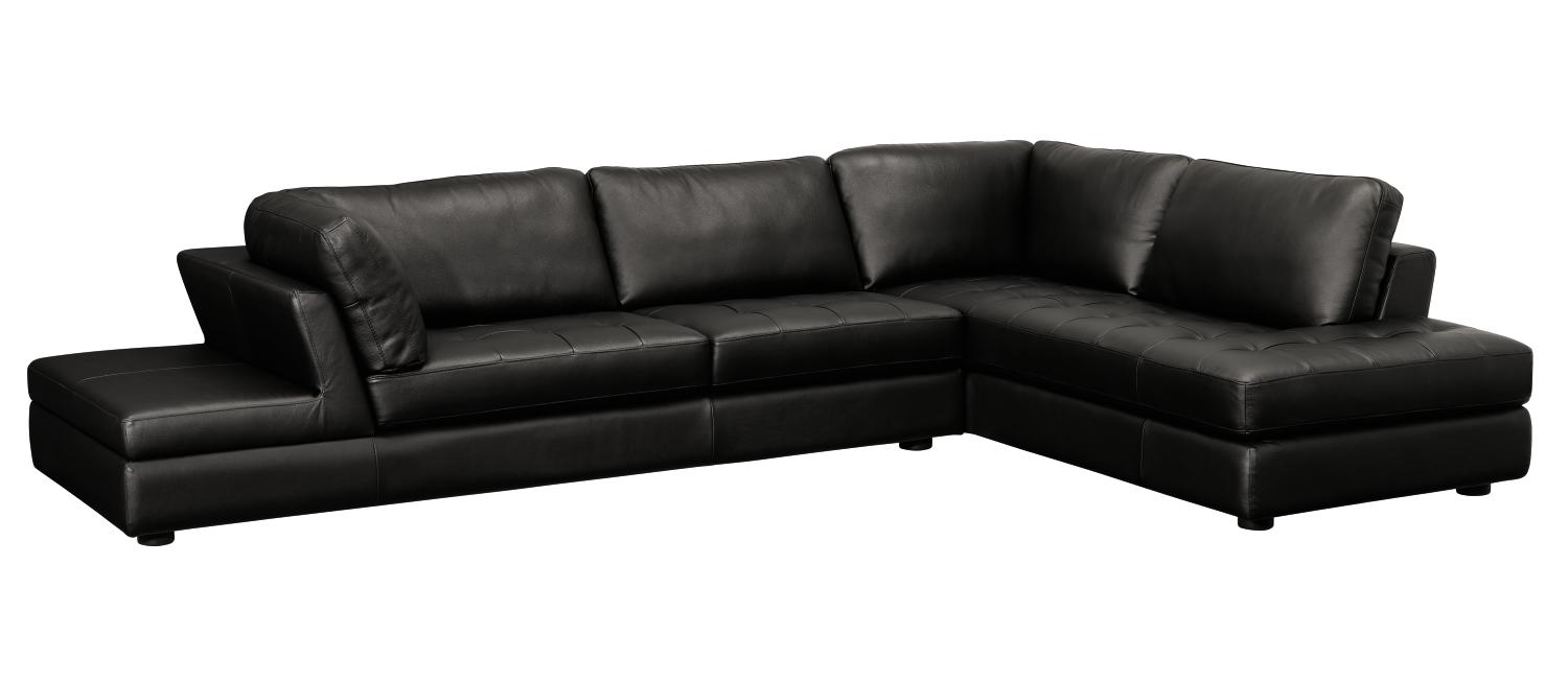 Cortez Black 2-pc Leather Sectional