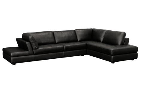 Cortez Black 2-PC Leather Sectional