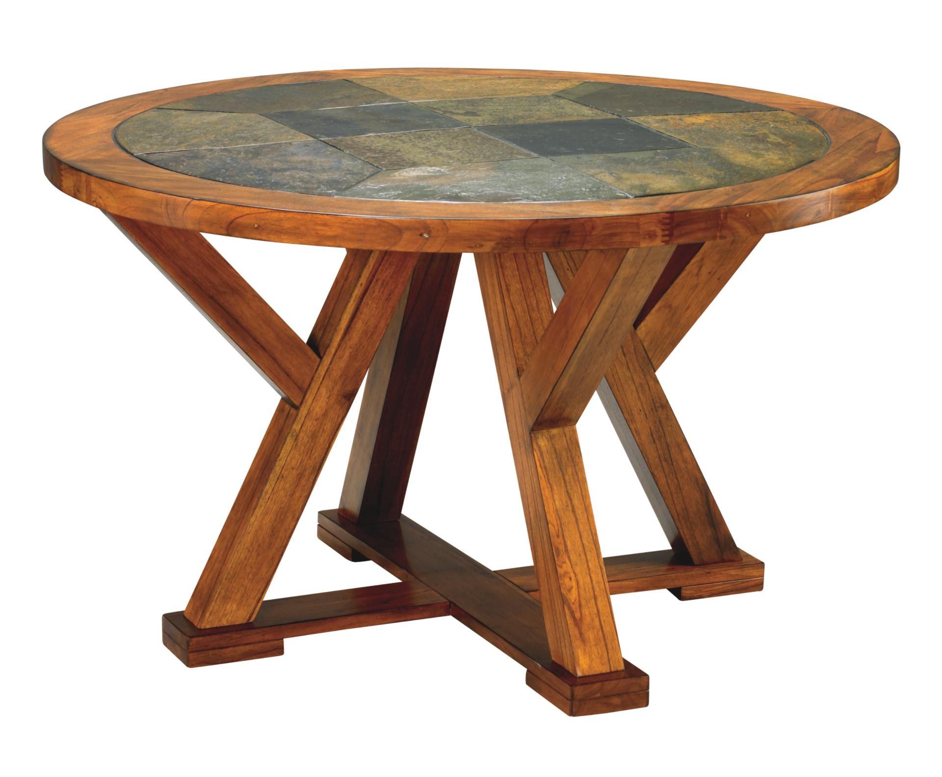 Oak X-base Round Dining Table