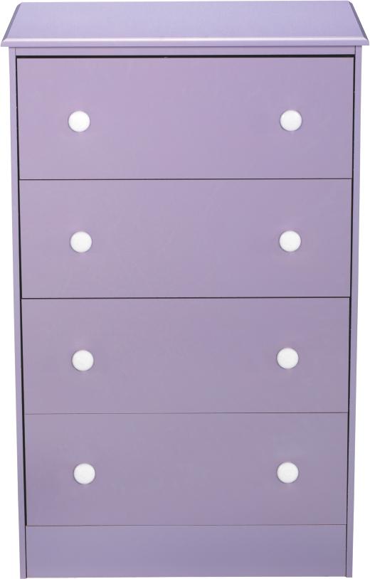 Lavendar 4-drawer Chest With White Pulls
