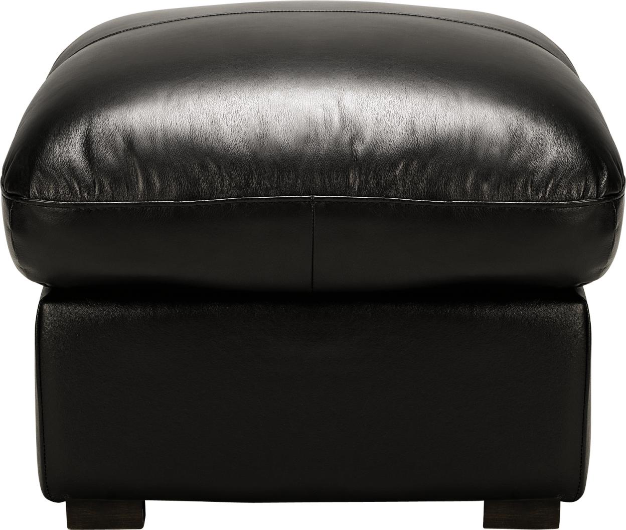 Cascade Black Leather Ottoman