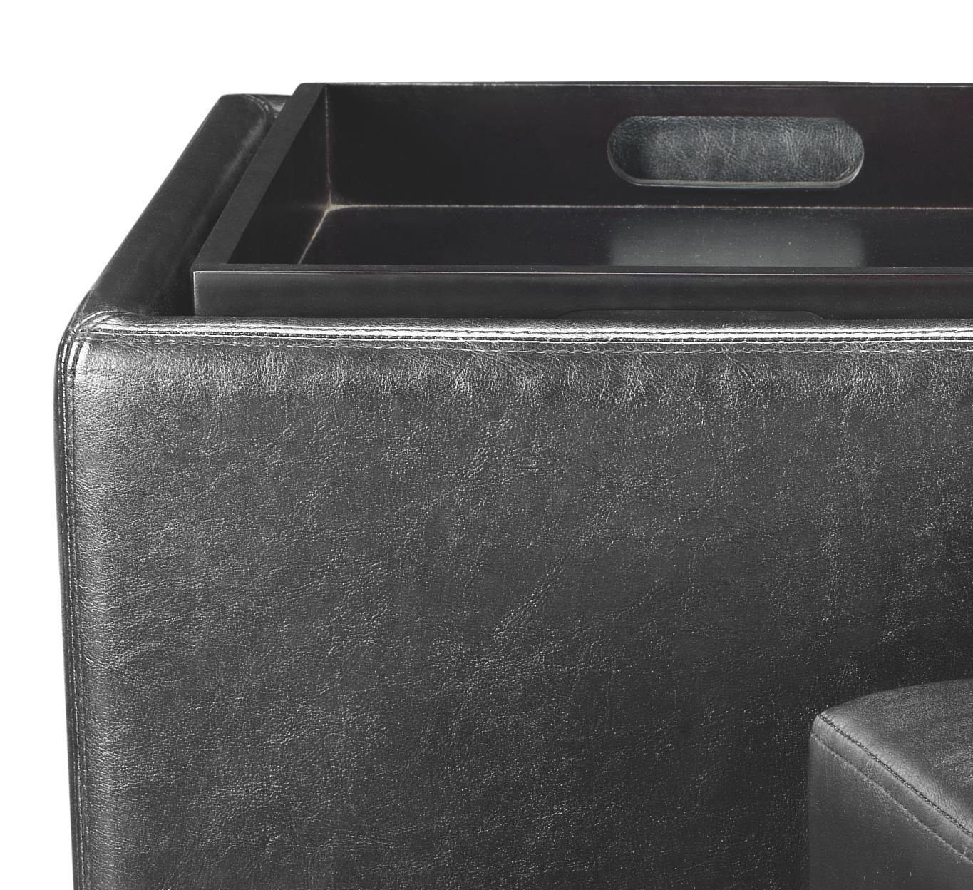Black Storage Ottoman With Small Ottoman