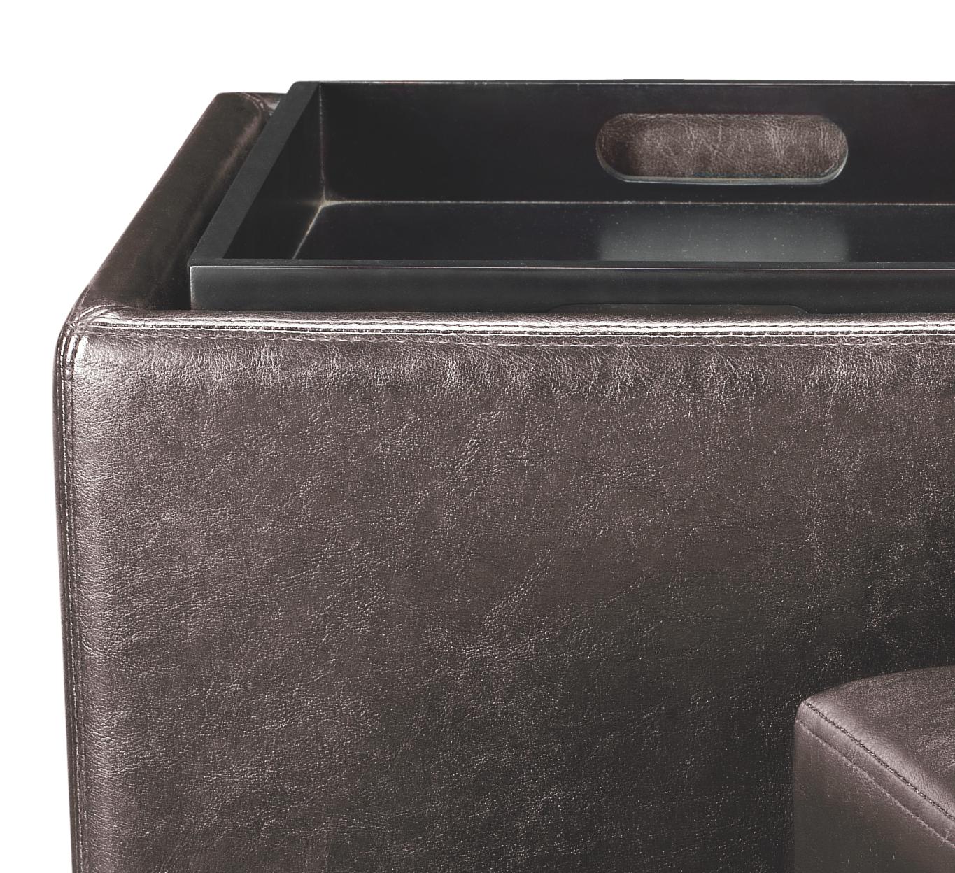 Brown Storage Ottoman With Small Ottoman