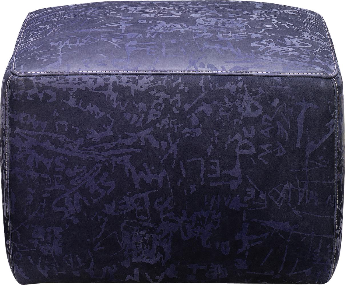 Dolce Blue Leather Ottoman