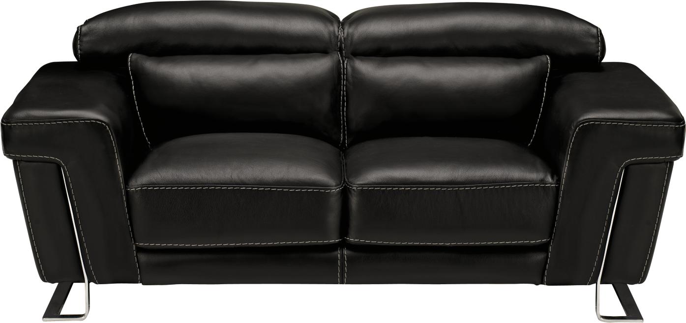 Giovanni Black Leather Loveseat