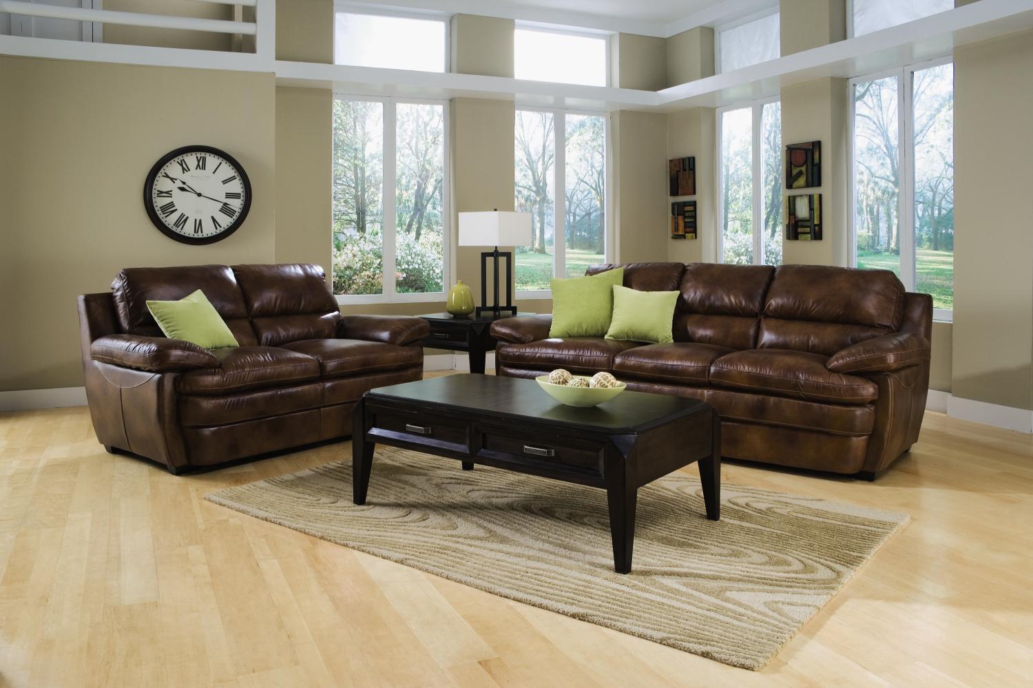 Tempe Saddle 2-pc Leather Sofa & Loveseat Package