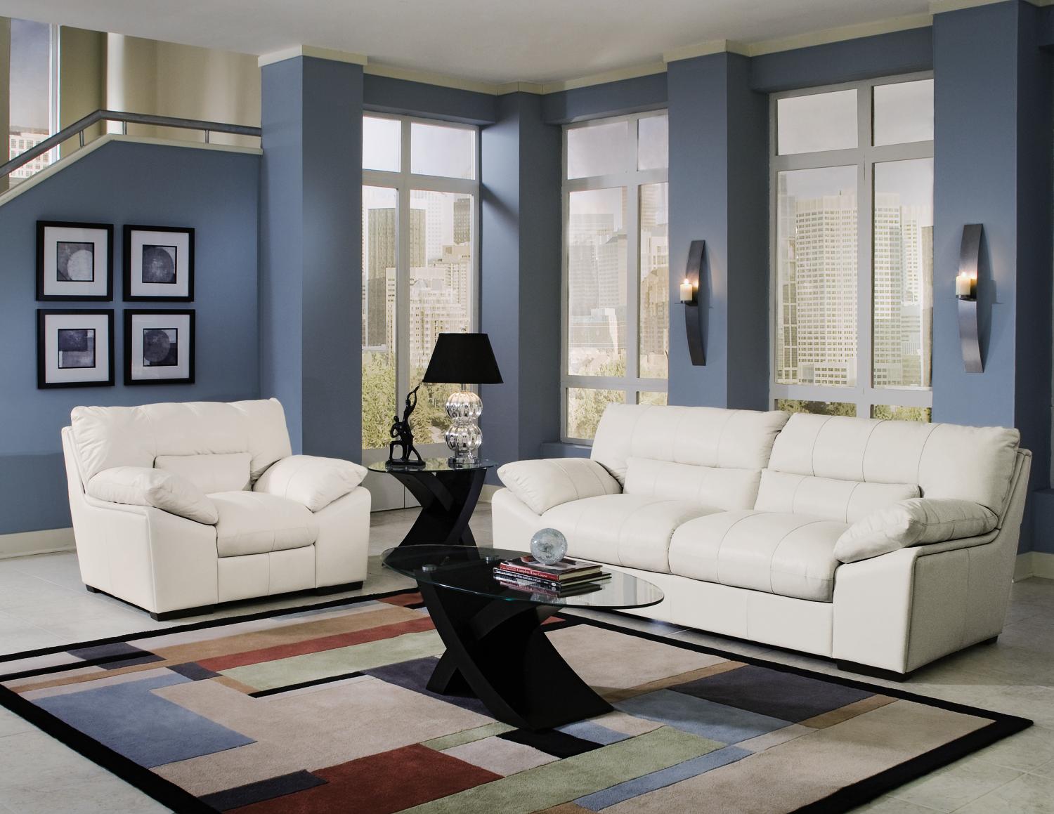 Cascade Snow 2-pc Leather Sofa & Chair Package