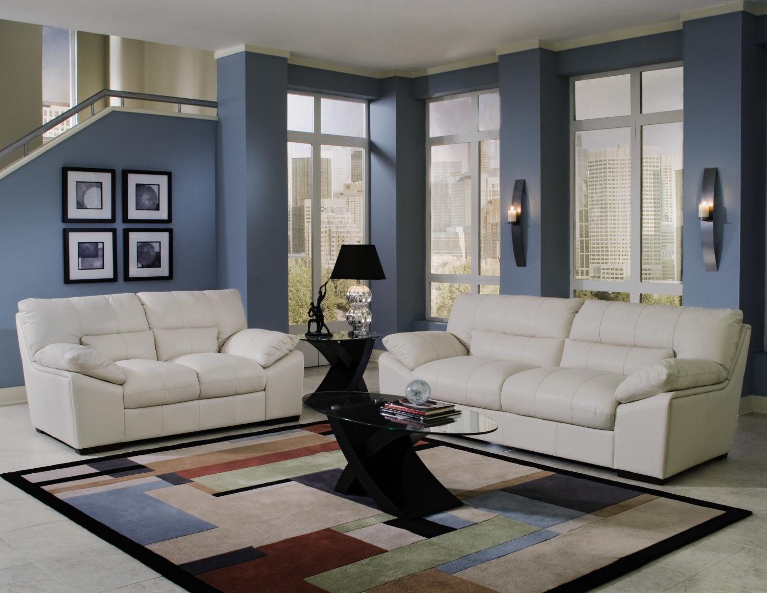 Cascade Snow 2-pc Leather Sofa & Loveseat Package