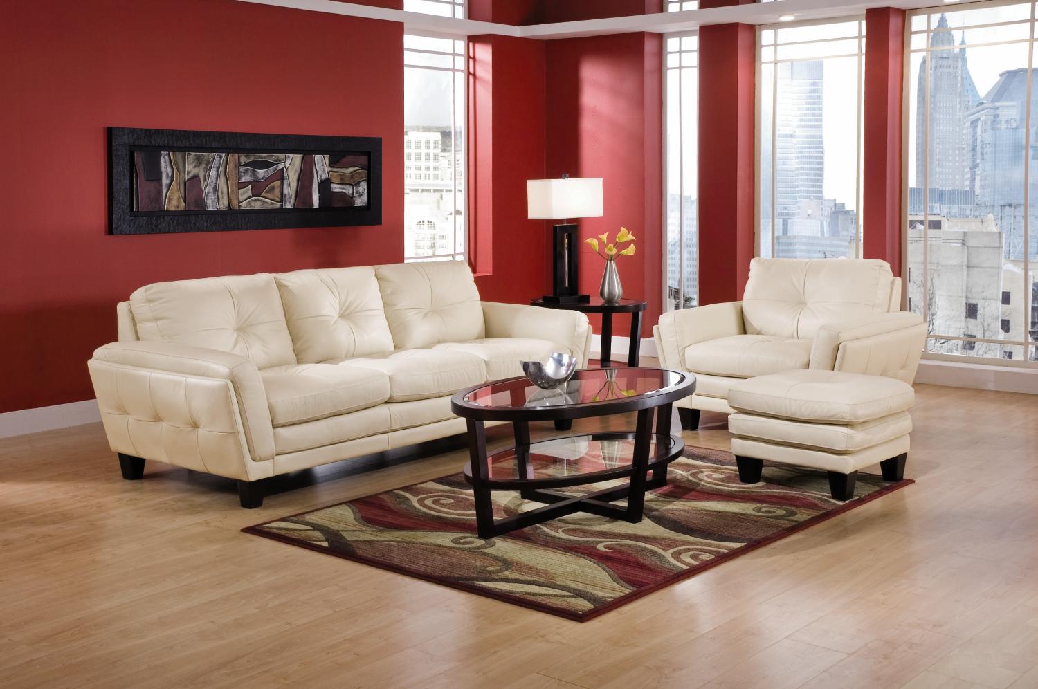 Veneto Cream 2-PC Leather Sofa & Chair Package