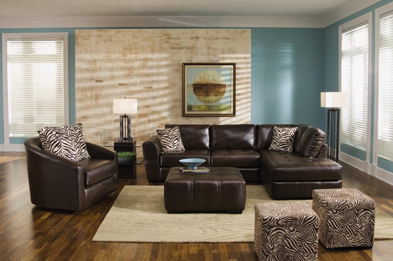 Austin Chocolate 3-pc Sectional & Swivel Chair Living Room Package