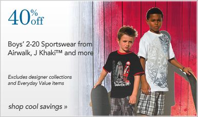 40% off Boys 2-20 Sportswear from Airwalk, J Khaki&trade; and more