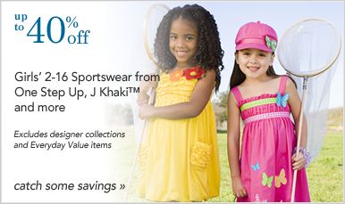 Up to 40% off Girls 2-16 Sportswear from One Step Up, J Khaki&trade; and more