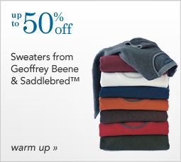 Up to 50% off Sweaters from Geoffrey Beene and Saddlebred&trade;