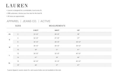 ralph lauren dress shirt size chart