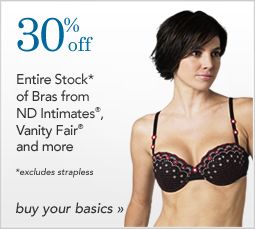 30% off Entire Stock of Bras from ND Intimates, Vanity Fair&reg; and more