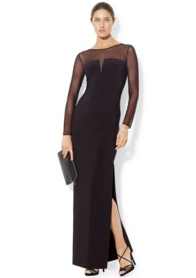 Lauren Ralph Lauren Long-Sleeved Sequined Gown