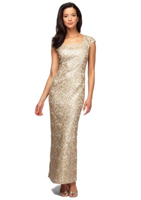 Alex Evenings Gold Sequin Dress