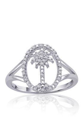 Belk & Co. Diamond Palm Tree Ring in Sterling Silver