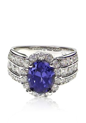 Belk  Co. Platinum Plated Sterling Silver Simulated Tanzanite and ...