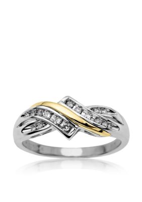 Belk  Co. Diamond Swirl Ring in Sterling Silver with 14k Yellow Gold