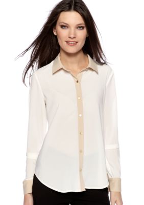 Calvin Klein Sheer Piped Blouse