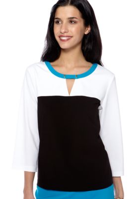 Calvin Klein Colorblock 3/4 Sleeve Top