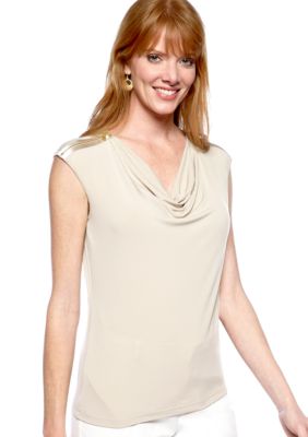 Calvin Klein Cowl Neck Cami with Zip Shoulder Detail