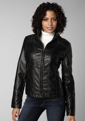 Big Chill Faux Leather Zip Front Scuba Jacket