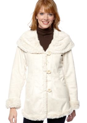 Jones New York Outerwear Plus Size Faux Suede Toggle Front Coat