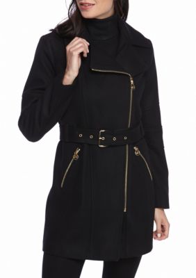GET MICHAEL Michael Kors Asymmetrical Zip Notch Collar Jacket OFFER