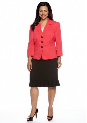 Le Suit Plus Size Rose Skirt Suit