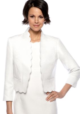 Kasper Circle Jacquard Print Scalloped Jacket