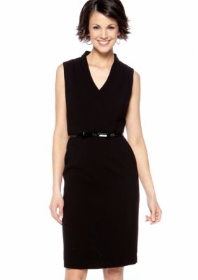 Kasper Petite Belted Black Dress