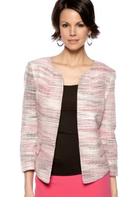 Kasper Petite Pink Multicolor Tweed Jacket
