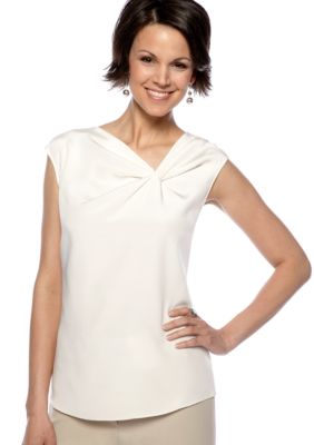 Kasper Asymmetrical Neckline Silk Cami