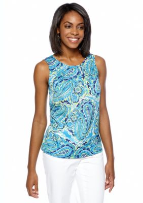 Kasper Plus Size Paisley Printed Shell