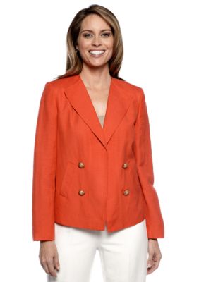 Kasper Double Breasted Linen Flyaway Jacket