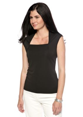Kasper Matte Jersey Square Neck Top