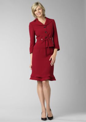 Tahari ASL Front Tie Skirt Suit