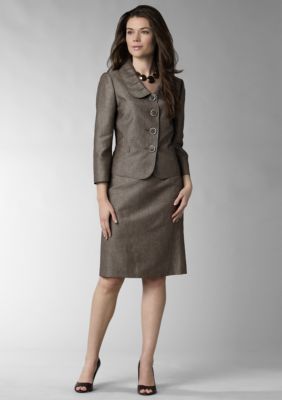 Tahari ASL Petite 4 Button Jacket Skirt Suit