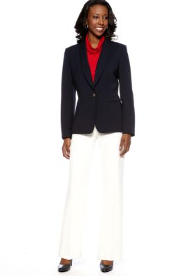 Tahari ASL Ponte Pant Suit with Pinstripe Cuffs
