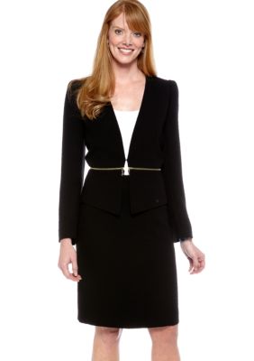 Tahari ASL Double Zipper Skirt Suit